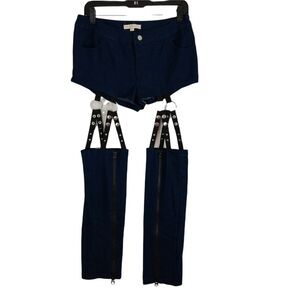 Hot & Delicious Women's Sexy‎ Detachable Jeans Shortie Shorts Size M Chaps Zip